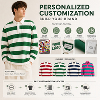 Camiseta Polo de Manga Larga a Rayas OEM/ODM para Hombre, Camiseta de Rugby de Poliéster Resistente a las Arrugas, Logotipo Bordado Personalizado, Camiseta Polo Informal