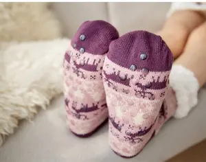 超柔软地板袜舒适冬季保暖室内模糊袜女厚夏尔巴蓬松拖鞋袜