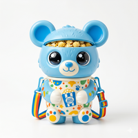 Seau à Popcorn Personnalisé en Plastique ABS, Motif Chien de Dessin Animé, Contenant à Popcorn Animal avec Sangle pour Cadeaux d'Événements