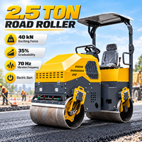 Compacteur à double tambour de 2,5 tonnes pour travaux sur surfaces en asphalte et construction routière