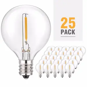 Lampadine di ricambio a LED G40 bianche calde, lampadine a globo a LED con presa di Base E12 da 25 pezzi per luci a stringa per Patio esterno, equivalente a T