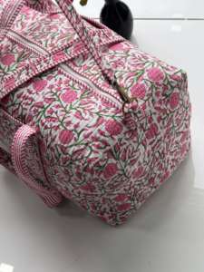 Indian Cotton Duffle <b>Bag</b> Women Quilted Floral Bohemian Block Print Perfect Summer Winter <b>Beach</b> Travel Handmade Vintage <b>Bag</b> - Product Image 3