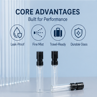 Mini flacons d'échantillons de parfum en verre transparent de 2 ml, atomiseur vide avec pompe pour les voyages