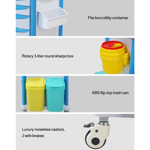 चिकित्सा ट्रॉली अस्पताल फर्नीचर एनेस्थीसिया ट्रॉली अस्पताल के उपयोग के लिए प्लास्टिक और धातु सामग्री केंद्रीय लॉकिंग प्रणाली - Product Image 6