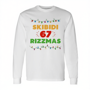 Camiseta de manga larga Skibidi 67 Rizzmas, camiseta navideña de mezcla triple con lenguaje informal de la generación Z - Product Image 2