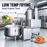 Industriële vacuüm friteuse met lage temperatuur en automatische ontvetting, PLC-gestuurde productielijn voor het maken van fruit-, groente- en zeevruchtensnacks