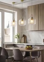 Luminaire suspendu moderne minimaliste à tête unique, lanterne en verre rayé créative pour salle à manger, lustres suspendus pour salon