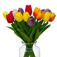 20 faux tulipes artificielles multicolores, grand bouquet décoratif
