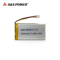 Poche rechargeable Batterie au lithium 584070 batterie polymère li-ion 3.7V 2000 mAh avec certificats UL/CB/CE/KC/PSE