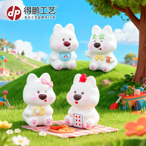 Muñeco de cachorro West Highland en miniatura de dibujos animados, decoraciones de resina para jardín, adornos de escritorio, regalo para el Día del Niño - Product Image 3