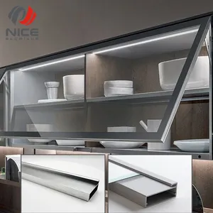 New Design Aluminum Frame Kitchen Profile Silver Black Glass Door Frame