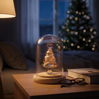 Herzförmiger Rosa-Blauer Glas-Weihnachtsbaum mit Glaskuppel Handgefertigter Murano-Stil Dekor Feiertagsgeschenk