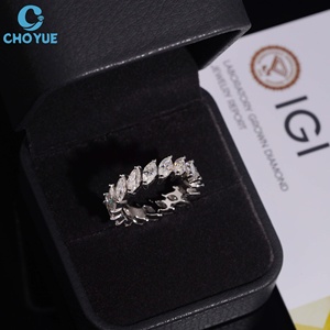 Anillo de Eternidad con Diamantes Cultivados en Laboratorio, Corte Marquesa, Oro Blanco, Certificado IGI, Estilo Clásico, Anillo de Compromiso para Mujer, Regalo para Fiesta - Product Image 1