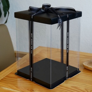 Food Grade Black Square Shape Gift Packaging Box Transparent Cake <b>Boxes</b> Design - Product Image 4