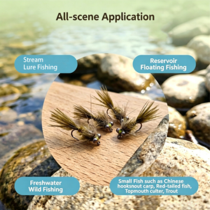 Mouche <span class=keywords><strong>nymphe</strong></span> Damselfly améliorée, 12 # /14 #   Leurres de pêche à la mouche avec hameçons sans ardillon, yeux réalistes et plumes naturelles pour la truite, le bar et le chub - Product Image 6