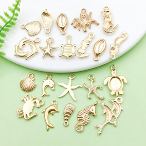 Pendentif sirène dauphin en alliage d'or, formes variées, accessoire de bijouterie DIY pour bracelet, collier, artisanat - Product Image 4