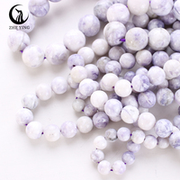 Perles de turquoise violette naturelle Zhe Ying 6/8/10 mm, perles rondes lisses en pierre pour bijoux, perles de pierre turquoise violette