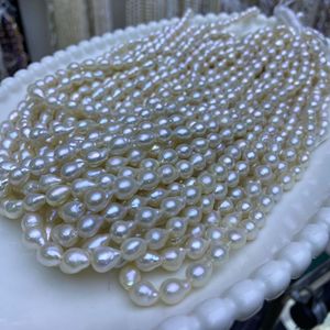 Collar de Perlas de Agua Dulce Blancas en Forma de Gota Barroca de 5-6 mm, Material Semielaborado para Manualidades, Cuentas Sueltas en Forma de Botón - Product Image 3