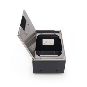 Caja Eléctrica para Piso Elevado con Tapa Empotrada de Acero Inoxidable y Puertos de Datos RJ45 Integrados - Product Image 3