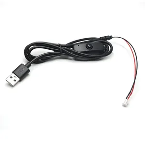 USB זכר כדי XH PH JS 2pin הארכת כבל חשמל עם כפתור מתג LED מחוון