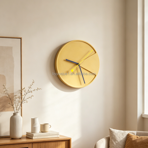 Horloge murale ronde en béton jaune minimaliste de 12 pouces, design Pack <span class=keywords><strong>Man</strong></span>, quartz, logo de marque personnalisé, salon, bureau, hôtel - Product Image 4