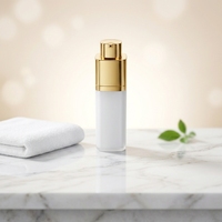Flacon pompe sans air carré avec logo personnalisé, 15 ml, 30 ml, 50 ml, en AS et PP, double paroi, pour lotion, sérum, cosmétiques