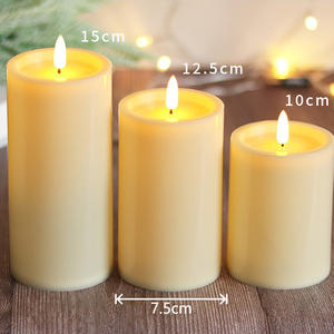 Ivoire Blanc En Plastique Réaliste Scintillement Faux Électrique LED Lumières Pilier Scintillement Sans Flamme LED Bougies - Product Image 1