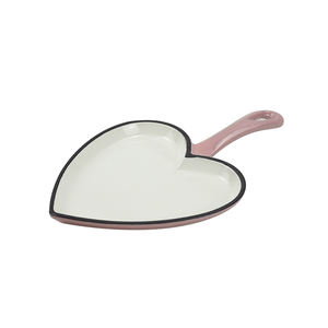 Poêle à frire en fonte en forme de cœur de haute qualité, fabriquée sur mesure, vente en gros, avec poignée, revêtement antiadhésif émaillé, pour la cuisson, la cuisson des œufs - Product Image 1