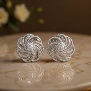 Boucles d'oreilles de luxe en or blanc avec diamants ronds taille brillant couleur D, certifiées GIA, bijoux de mariage pour femme - Product Image 2