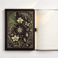 Carnet personnalisé noir en PU à couverture rigide, motif botanique vintage, orchidée, papillon, étoile céleste, journal, cadeau