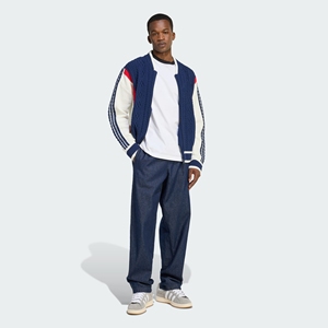 Bomber da <span class=keywords><strong>uomo</strong></span> su misura con strascico lavorato a maglia maglione con righe Varsity <span class=keywords><strong>Cardigan</strong></span> tricolore in maglia rossa, bianca e <span class=keywords><strong>blu</strong></span> - Product Image 5