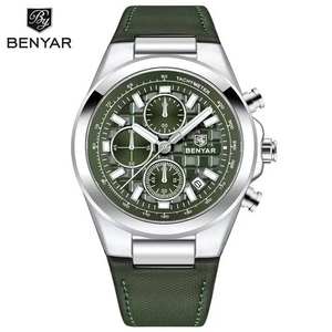 2025 nouvelle marque BENYAR 5206 hommes Quartz chronographe montre bracelet en cuir conception Simple étanche sport lumineux - Product Image 6