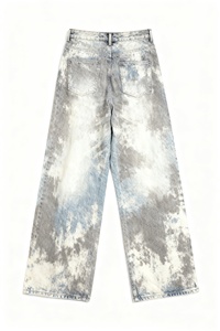 YOUMI özel OEM erkek kot 14-16 Oz kravat-boyalı düz bacak Vintage Streetwear stil orta katı kot sonbahar kış yaz için - Product Image 2