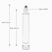 Flacon roll-on en verre transparent rond de luxe de 10 ml avec base très épaisse