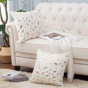 Nodric غطاء الوسادة الذهبي الريش وسادة غطاء قصيرة الصوف المخملية غطاء الوسادة s حالات لينة غامض المخدة - Product Image 3