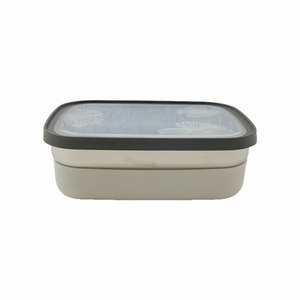 Contenedor de Alimentos de Acero Inoxidable, Lonchera Cuadrada con Tapa de Cierre a Presión, Apta para Microondas, para Preparación de Comidas y Uso en Exteriores - Product Image 1