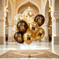 Décoration musulmane pour l'Omra, lot de ballons en latex de 12 pouces, noir et or, ballons Omra Moubarak