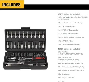 46pc Drive Socket <strong>Set</strong> Car Repair Tool Kit Ratchet <strong>Torque</strong> <strong>Wrench</strong> Combo Mechanic Tool Kits <strong>Portable</strong> Mechanics <strong>Hand</strong> Tool <strong>Set</strong> - Product Image 6