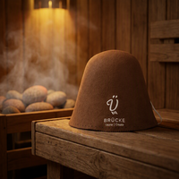 Chapeau de sauna en feutre de laine unisexe, respirant, moulé sans couture, isolant thermiquement, avec logo brodé personnalisé, pour spa, hammam, banya