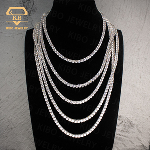 Cadena de tenis de plata de ley <span class=keywords><strong>Kibo</strong></span> Gems al por mayor, collar de cadena de tenis de moissanita D VVS de 3 mm para hombres y mujeres - Product Image 2