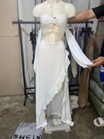 Venta al por mayor de ropa de nuevo inventario, vestidos estampados de verano para niñas, camiseta, envío aleatorio de inventario