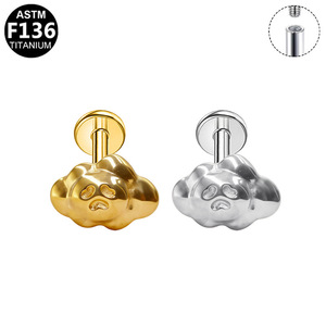 Boucles d'oreilles clous en titane, forme dauphin et nuage, en alliage de titane G23 de qualité médicale, bijoux de piercing unisexe, clous d'oreilles tendance - Product Image 5