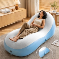 Nouveau design 2026 : Canapé gonflable floqué, chaise longue de lecture, ensemble canapé-lit ovale incurvé au design contemporain avec poche pour le camping