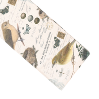 Chemin de table vintage en lin imprimé oiseaux botaniques, décoration de table nature et faune pour repas de printemps, fête de jardin, vente en gros