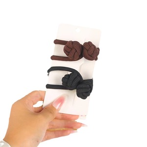 Élastique à cheveux en tissu épais et durable, forme corde racine de lotus, usage quotidien, couleurs rose et noir - Product Image 5