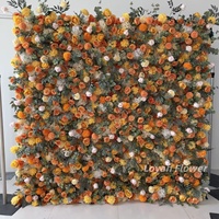 Panneau mural de fleurs artificielles bon marché en rouleau de 8 pieds x 8 pieds pour la décoration de mariage, de fête et d'événements