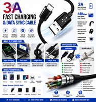 Cable USB-A a USB-C LUNG KAY 3A, Carga Rápida, Cable de Sincronización de Datos de 480 Mbps con Trenzado de Nailon Resistente para Alimentación de Teléfonos Inteligentes