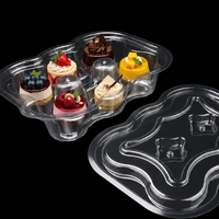 Boîte à gâteau en plastique PET transparent à 6 compartiments, recyclable, de qualité alimentaire