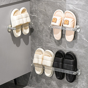 Bathroom Slipper <b>Rack</b> <b>Wall</b> Mounted 50Cm Translucent Gray Silver With Glacier Pattern For Storage Shelf - Product Image 1