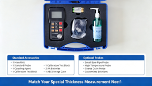 Medidor de Espesor Ultrasónico Digital Portátil, Probador de Espesor Manual con Bloque de Calibración y Estuche de Almacenamiento - Product Image 1